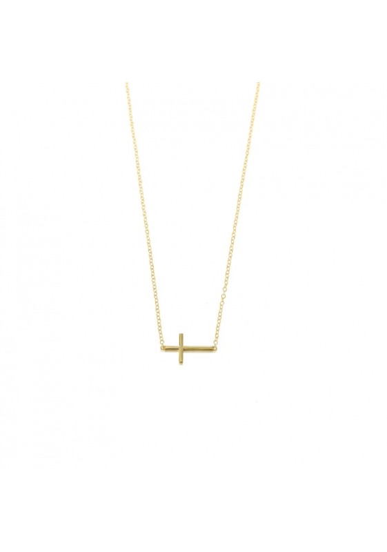 Cross Necklace - 38 + 3 cm - Gold Plated